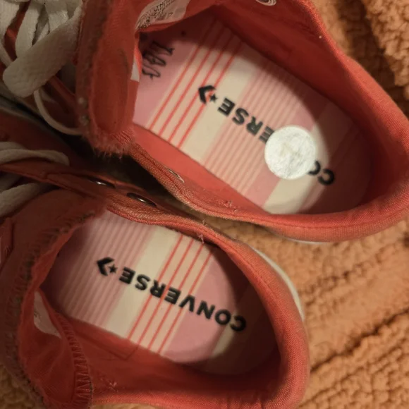 Converse Women's Coral/White Low Top Canvas Sneakers - Picture 2 of 3